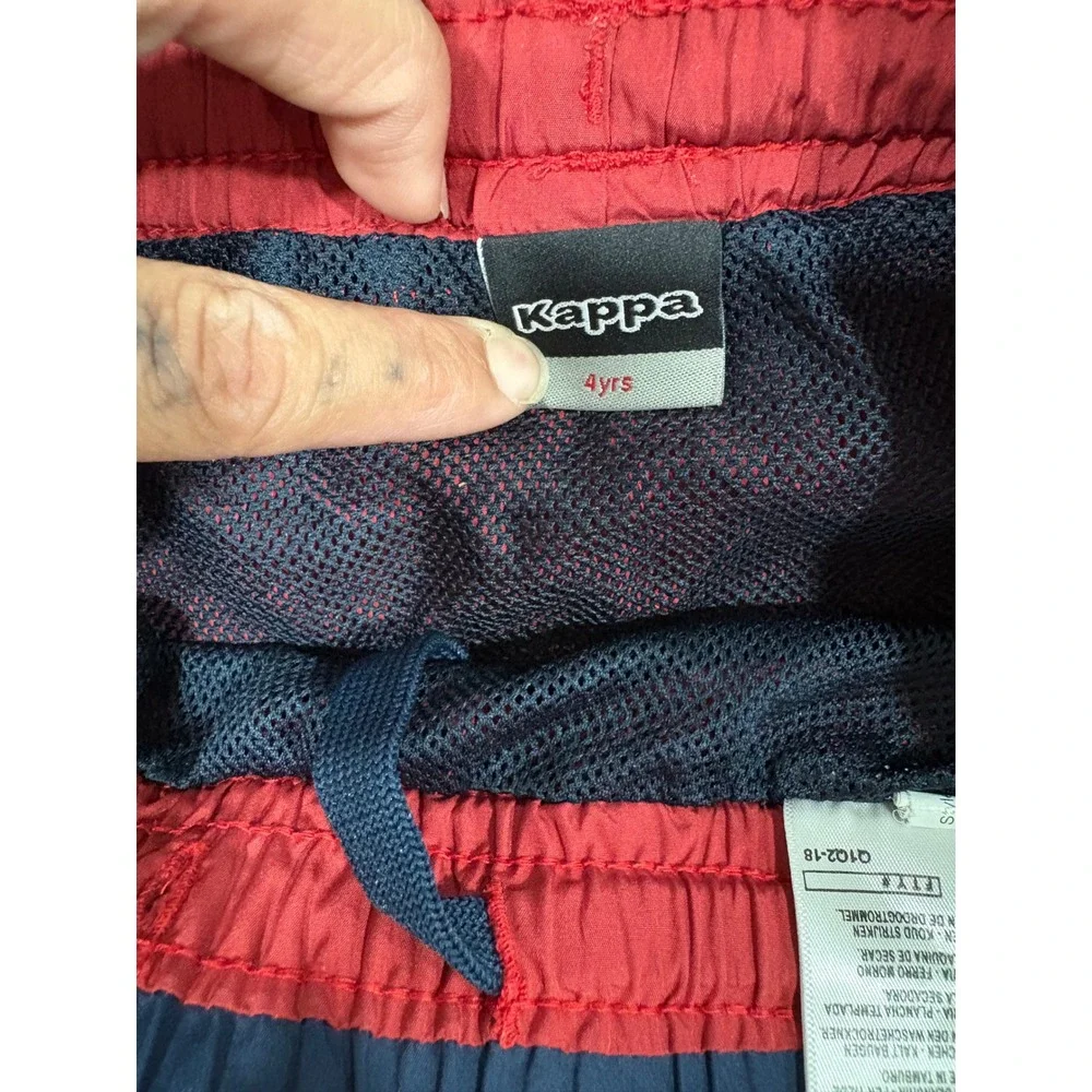 Kappa Boys Red Swim Trunks Navy Waistband Mesh Lined Board Shorts Size 4Y
